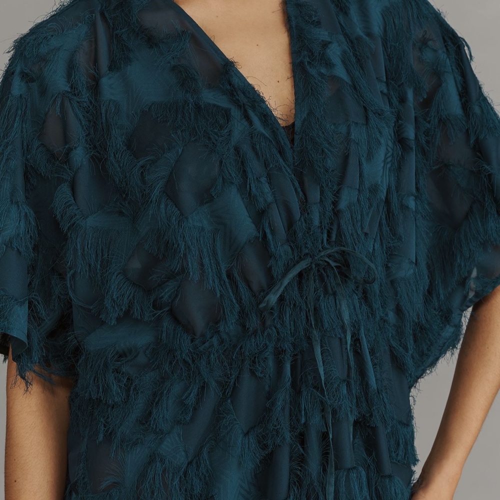 Anthropologie Blue Ruffled Tiered Maxi Dress - Picture 2 of 3